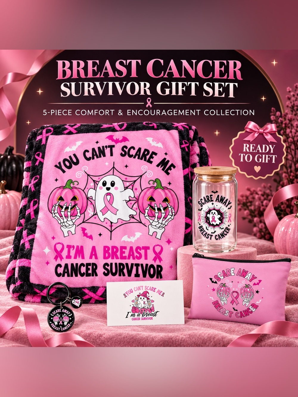 Breast Cancer Survivor Pink Gift Set - Comfort & Encouragement